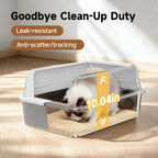 Caja de arena para gatos XL de acero inoxidable de alta cara para