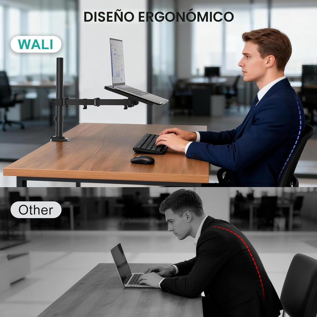 WALI Adjustable Laptop Desk Mount para 17 inch Notebook o 32 inch Screen