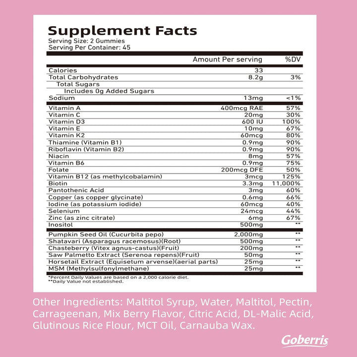 Goberris Gomitas de aceite de semilla de calabaza para mujeres, Saw...