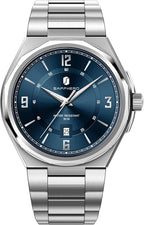 SAPPHERO Reloj para hombre con subesfera de fecha/esfera de números arábigos, cuarzo analógico, correa de acero inoxidable/piel, 164 ft impermeable, reloj de pulsera de vestir casual para trabajo de