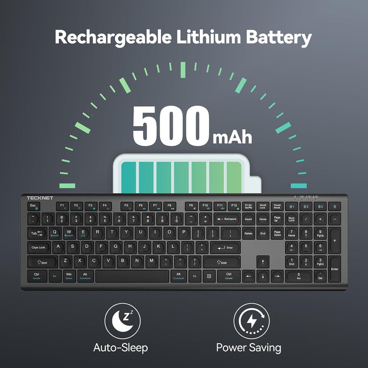 TECKNET Teclado Bluetooth recargable, conmutación libre de 4 dispos...