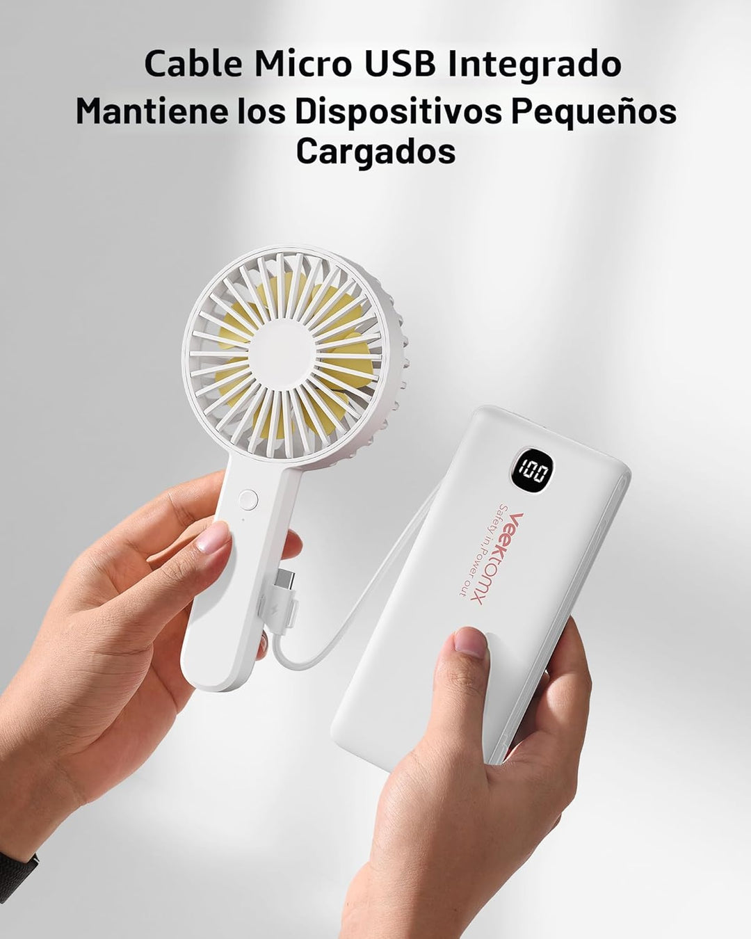 Cargador portátil de batería con cables integrados y enchufe de par...