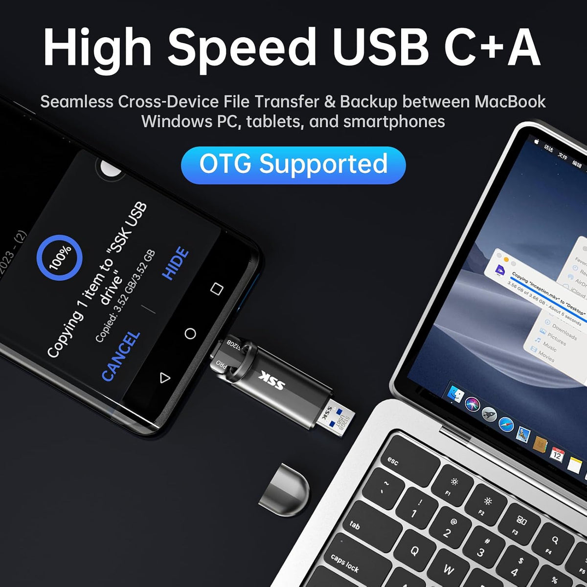 SSK Unidad flash USB de 512 GB SSD externa, TLC NAND unidad de esta...