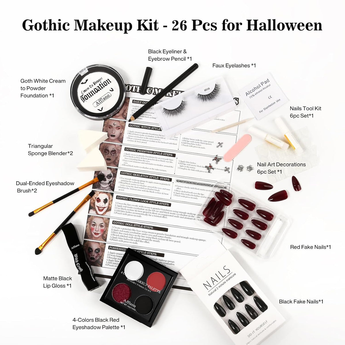 Kit de maquillaje gótico \u2013 Juego completo de maquillaje gótico...