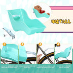 Asiento de bicicleta de muñeca con 30 calcomanías de calcomanías, cesta de bicicleta para niños, manillar de bicicleta, cintas coloridas, borla, margarita, campana de bicicleta para niñas