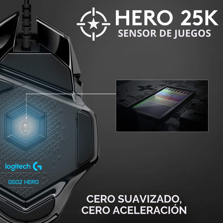 Logitech G 502 HERO Ratón para juegos con cable de alto rendimiento...