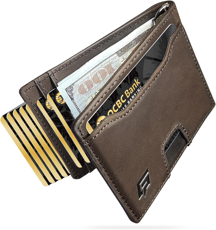 ECOZATU Cartera minimalista delgada para hombre, cartera con clip p...