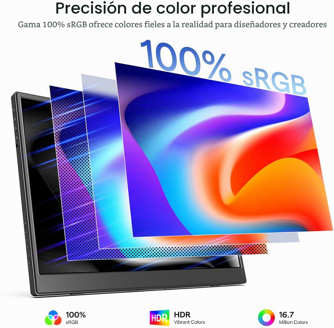 Yxk Monitor portátil de 14 pulgadas 1200P 60Hz IPS HDR Monitor de v...