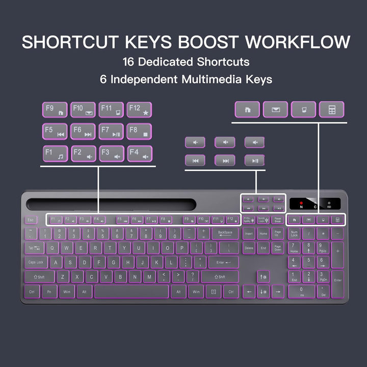 Soueto Teclado inalámbrico con retroiluminación RGB de 7 colores, t...
