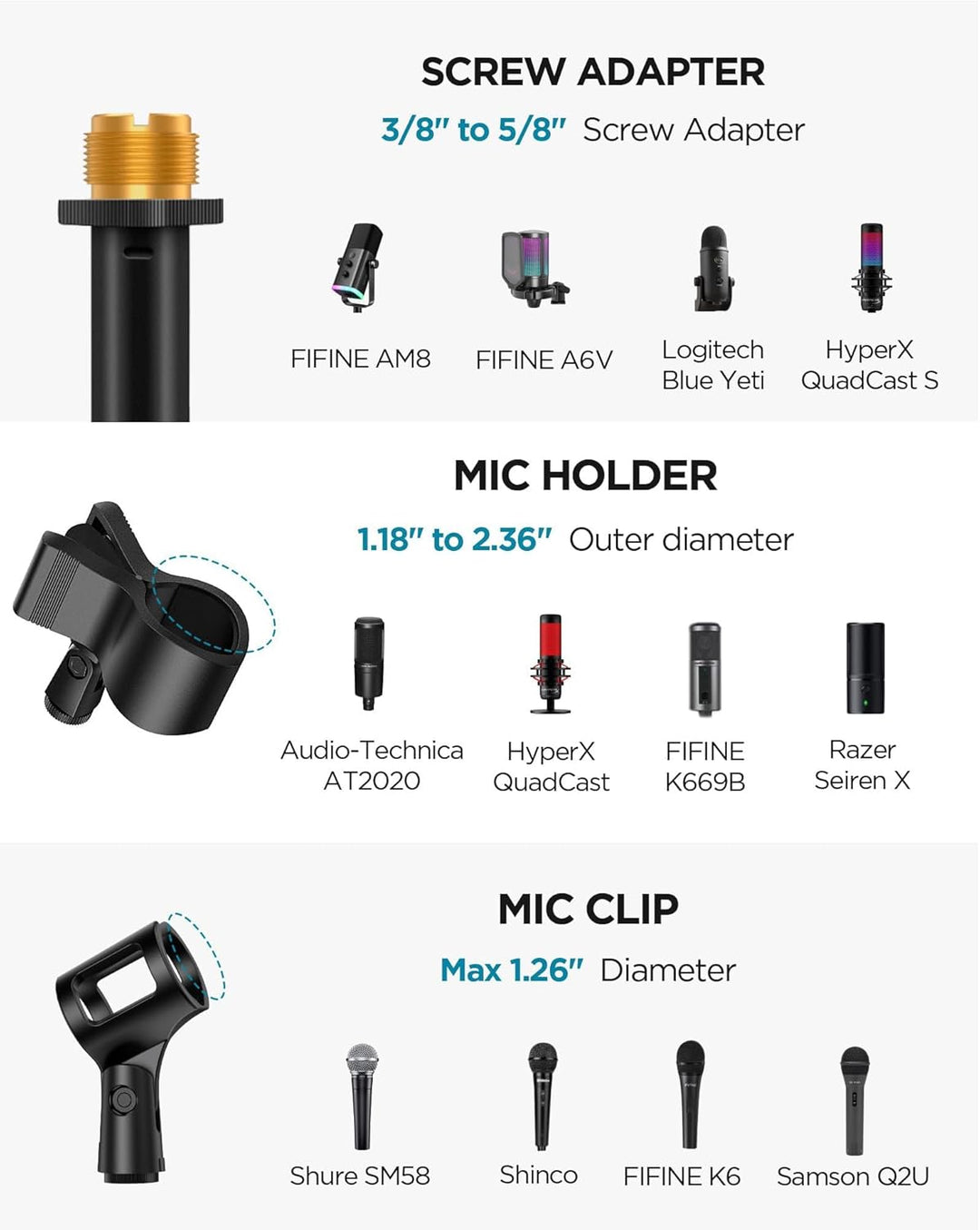 InnoGear Soporte de micrófono de piso, brazo de brazo de brazo de a...