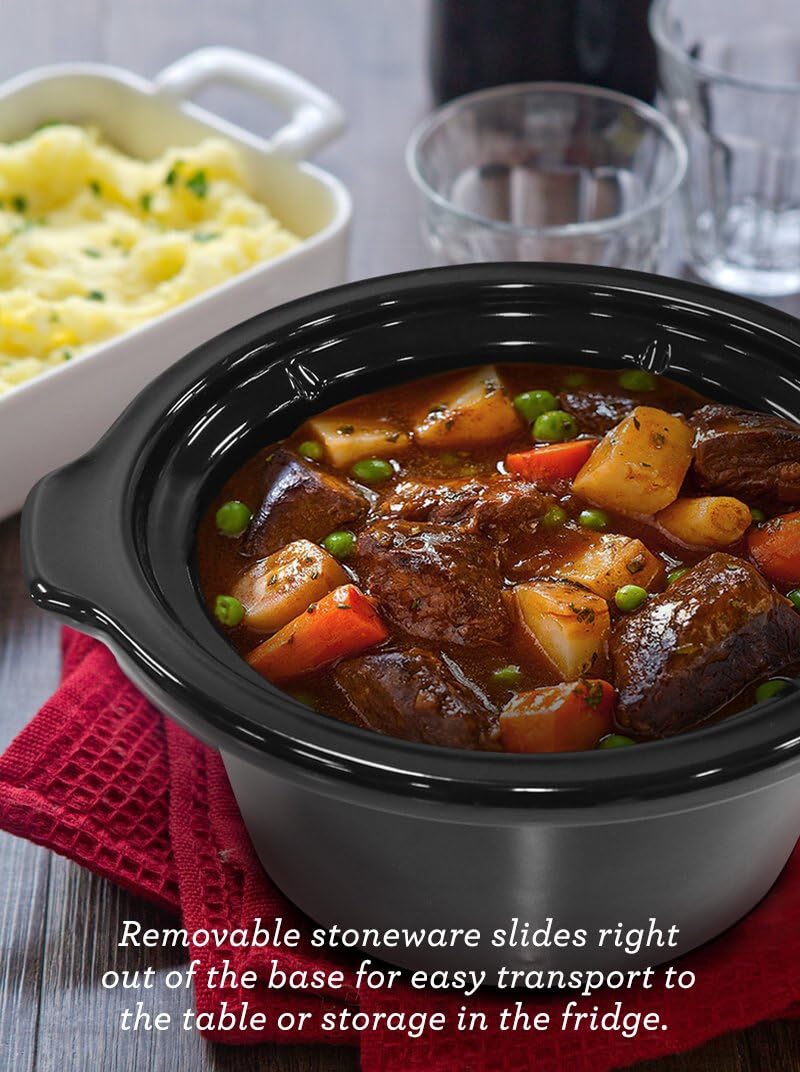 Elite Gourmet MST-350B - Olla eléctrica de cocción lenta, temperatura ajustable, para preparar entradas, salsas y guisos, con tapa de vidrio apta para lavavajillas y cacerola (3 cuartos de galón