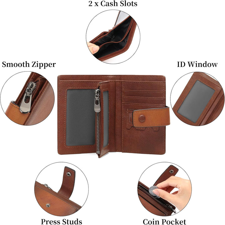 GAEKEAO Billeteras de cuero genuino para hombres con bolsa de moned...
