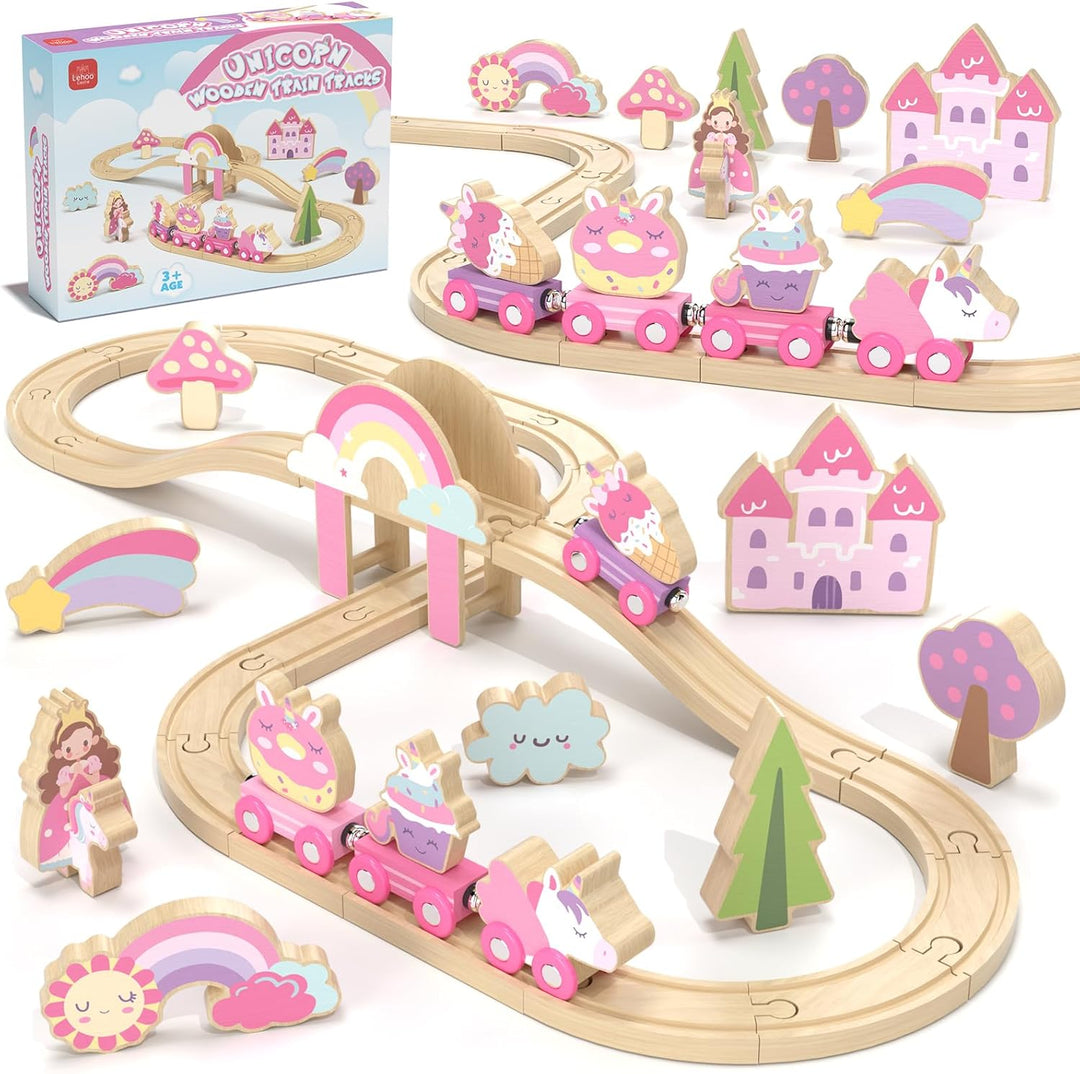 Lehoo Castle Juego de tren de madera juego de tren para