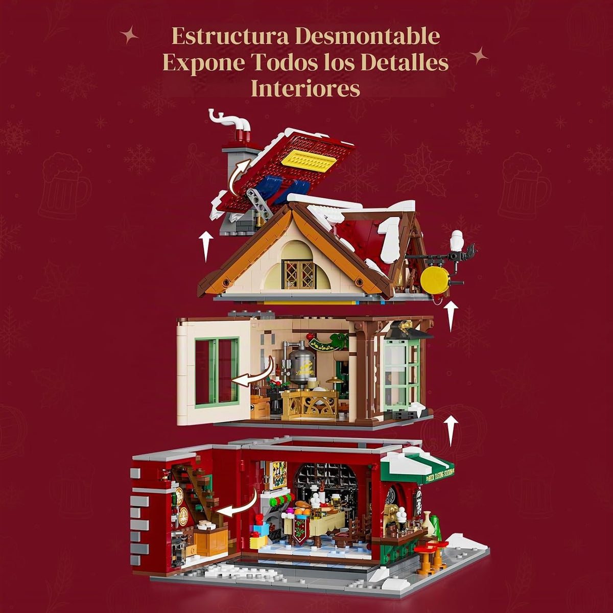 Lumibricks Juego de construcción de iluminación de pub navideño - 2142 Pcs
