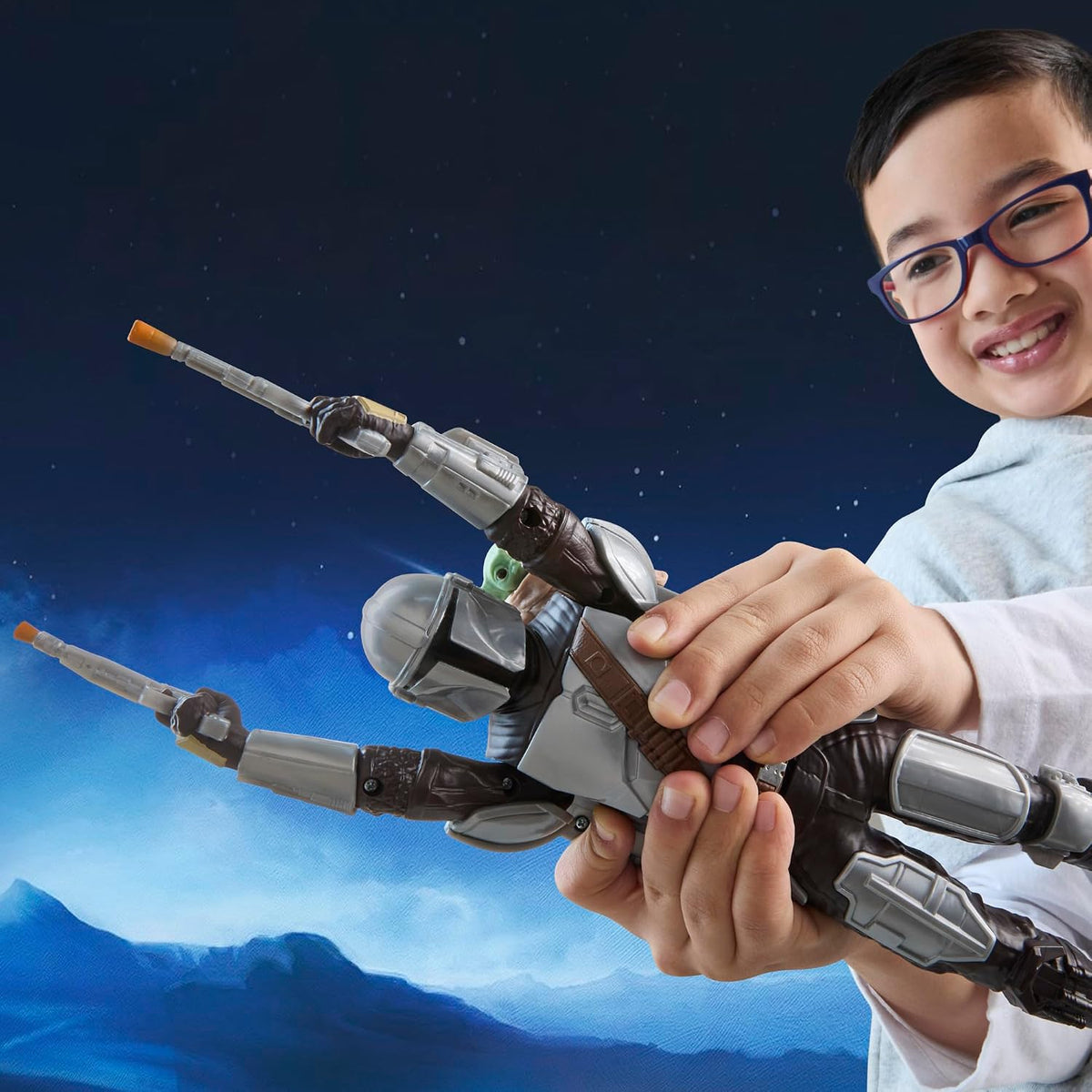 STAR WARS The Mandalorian & Grogu Bounty Blaster, figura de acción de 11 pulgadas con efectos de sonido, juguetes interactivos para niños y niñas a partir de 4 años