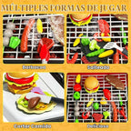 Juego de parrilla para niños, parrilla de juguete para barbacoa con luz de sonido de humo y rueda, juguetes de cocina movibles para niños pequeños de 3 a 5 años, 2 capas de barbacoa, comida, Navidad, regalos de cumpleaños para nietos