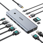 MOKiN Estación de acoplamiento USB C 3 monitores, 3 HDMI 4K@60Hz Hub de