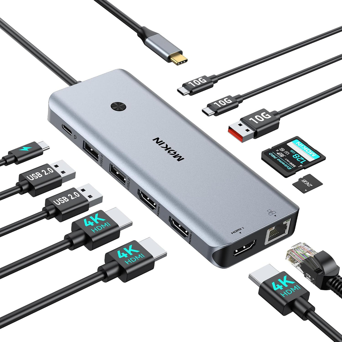 MOKiN Estación de acoplamiento USB C 3 monitores, 3 HDMI 4K@60Hz Hub de