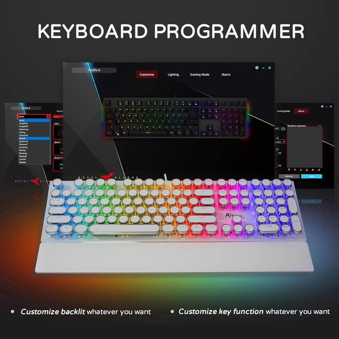 RK ROYAL KLUDGE Teclado mecánico de máquina de escribir S108, tecla...
