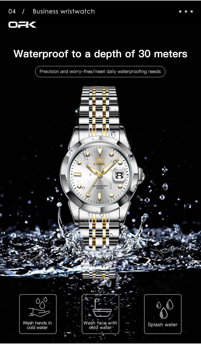 OPK Reloj de pulsera para mujer de acero inoxidable para mujer