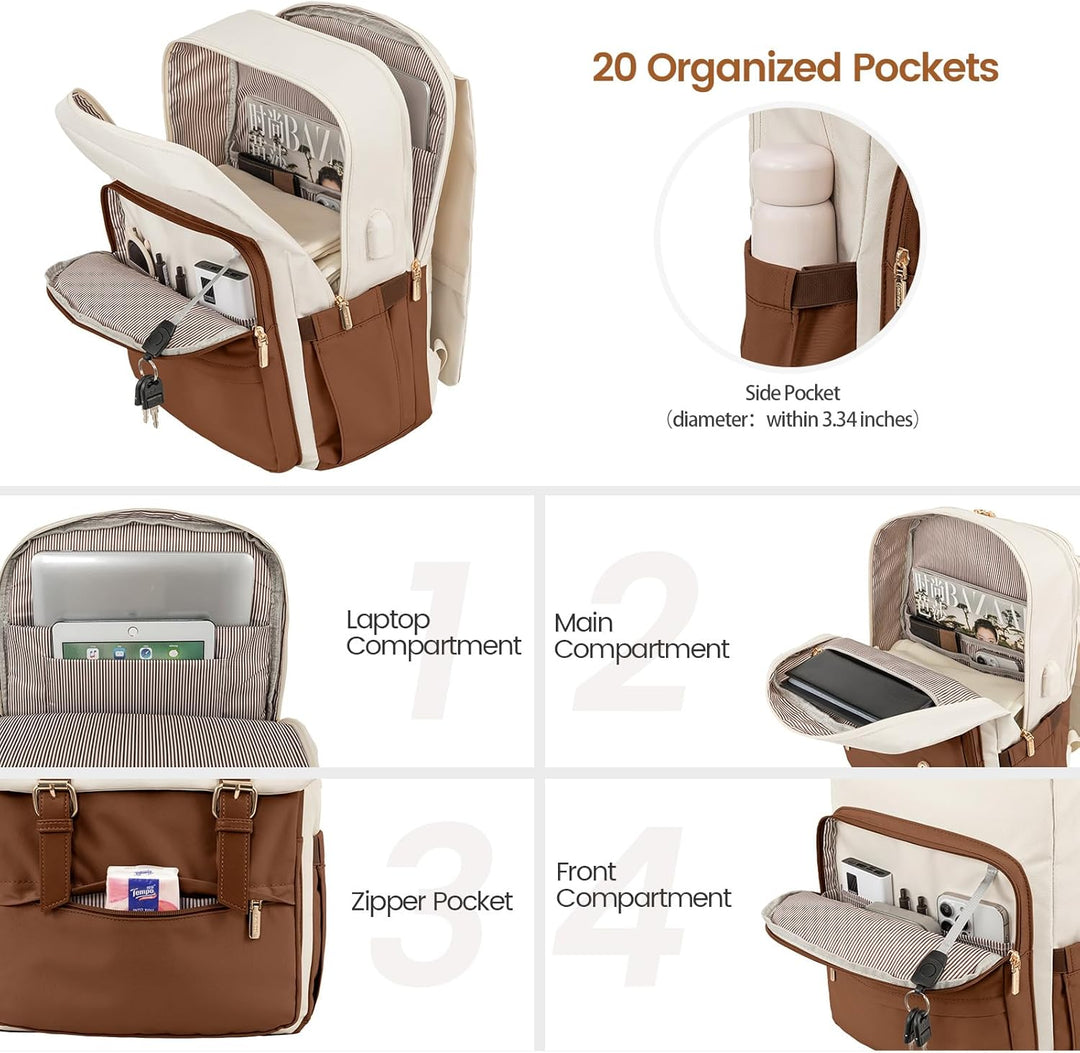 LOVEVOOK Mochila de viaje para computadora portátil para mujer, moc...