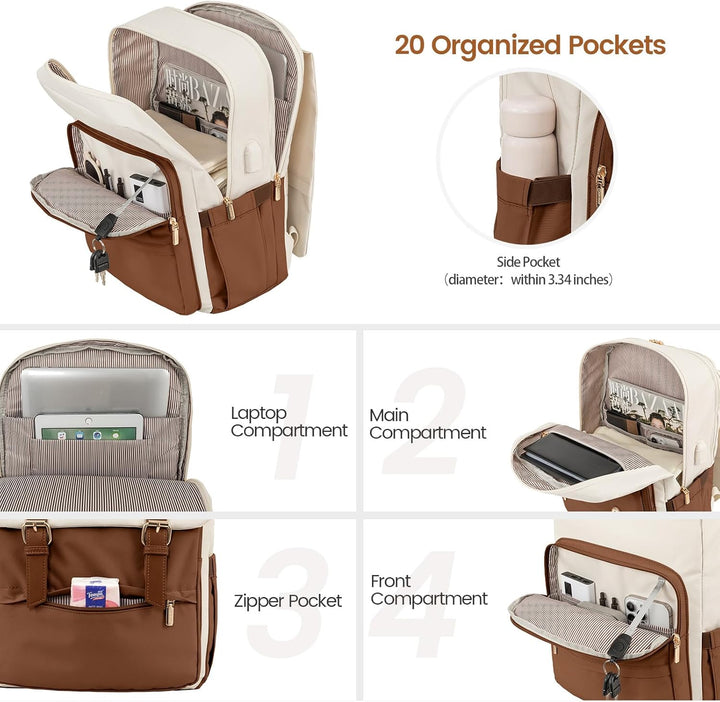 LOVEVOOK Mochila de viaje para computadora portátil para mujer, moc...