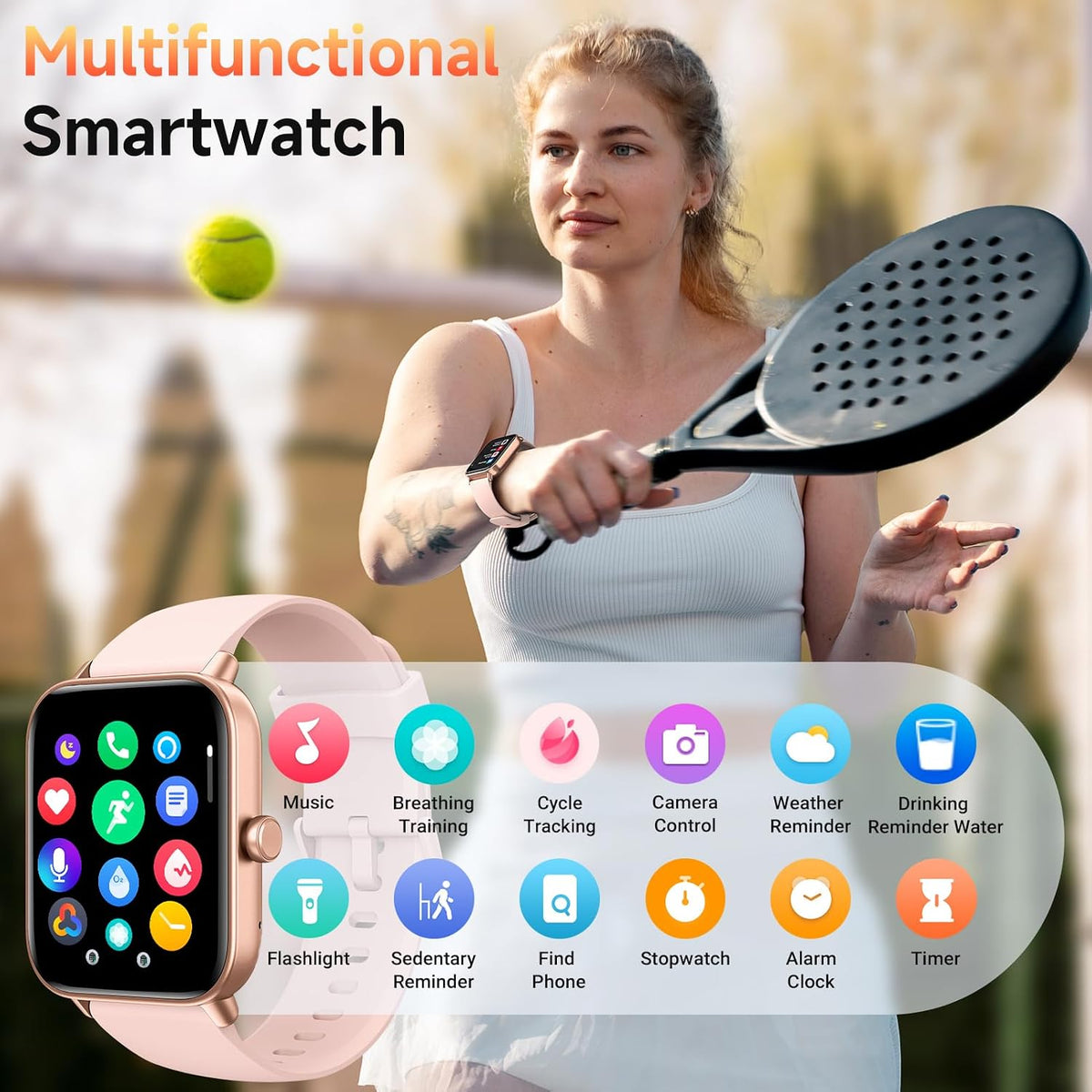 Quican Reloj inteligente para mujer, rastreador de actividad física iOS