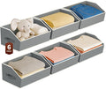 Organizadores de Closet Grandes y Cestas de Almacenamiento - Pack de 6 Cestas Trapezoidales para Estantes, Cestas de Tela Plegables con Asas Ideal para Closet, Cesta, Armario y Almacenamiento en Estantería, Gris