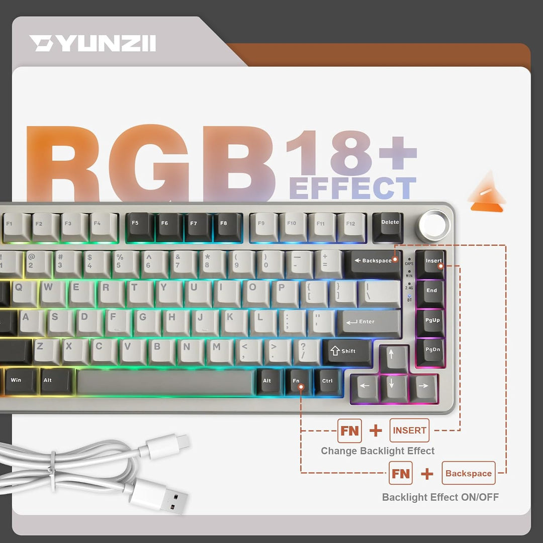 YUNZII Teclado Mecánico Inalámbrico B75 PRO, Diseño 75% con Perilla...