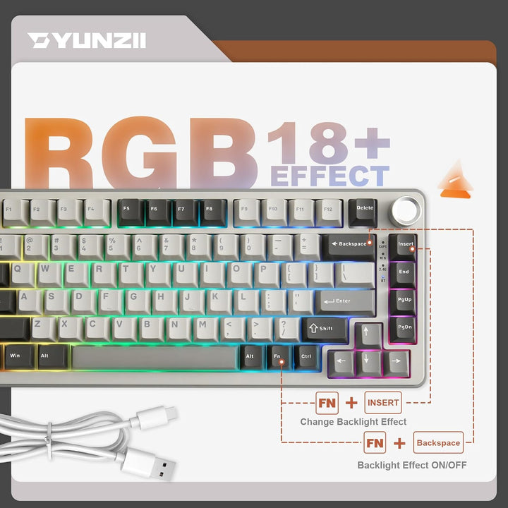 YUNZII Teclado Mecánico Inalámbrico B75 PRO, Diseño 75% con Perilla...