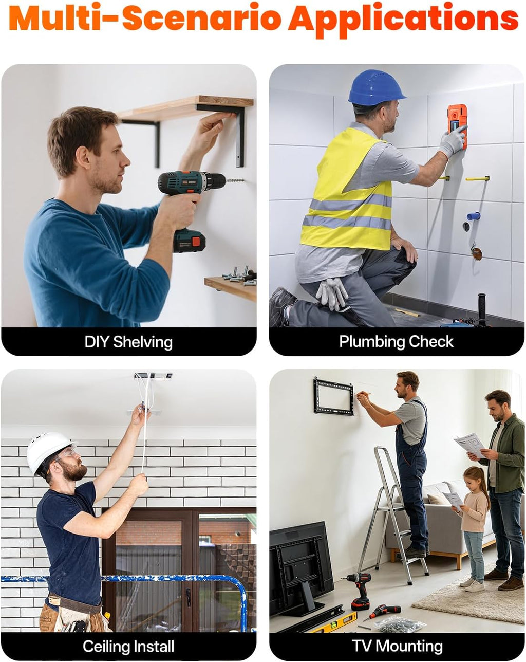 Escáner de pared del buscador de pernos, detector electrónico de pared 6 en