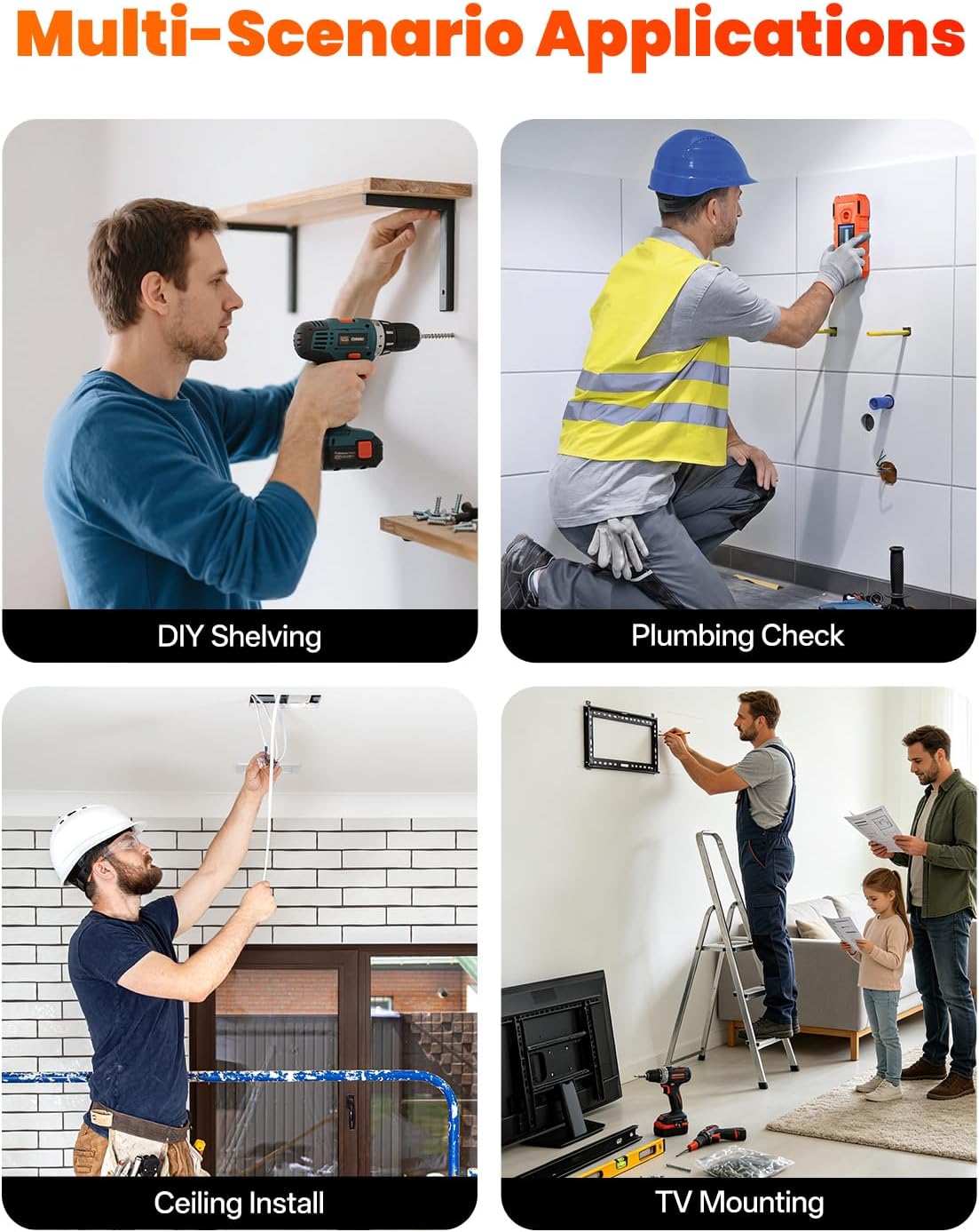 Escáner de pared del buscador de pernos, detector electrónico de pared 6 en