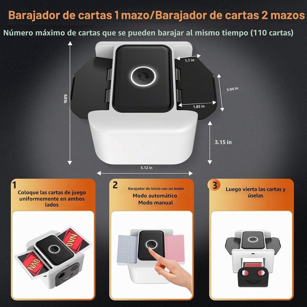 Barajador de tarjetas automático recargable para 2 cubiertas UNO Skip-Bo