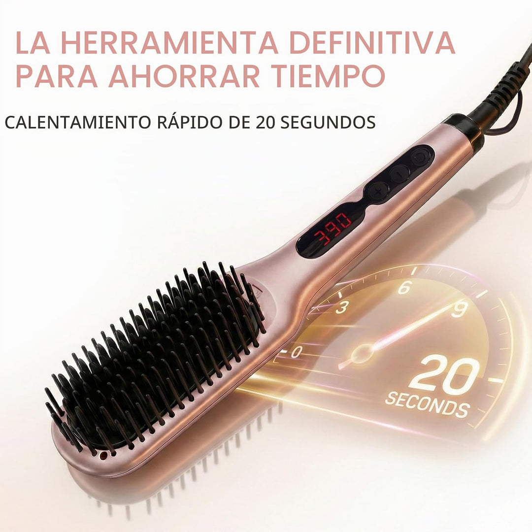 MEGAWISE Cepillo alisador de pelo, cepillo de pelo calentado iónico...
