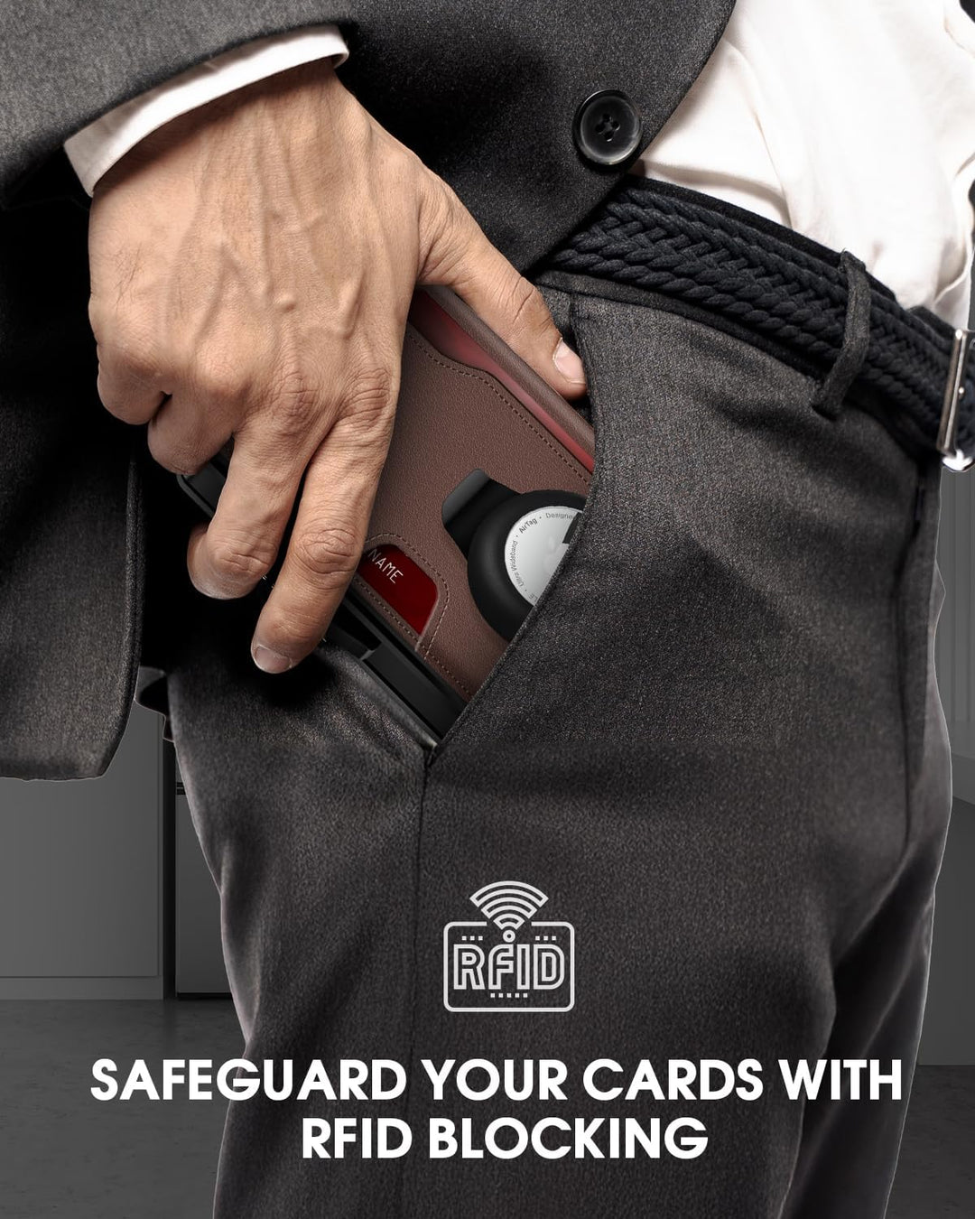 GAOCHALE AirTag - Cartera para hombre con tecnología RFID, tarjeter...