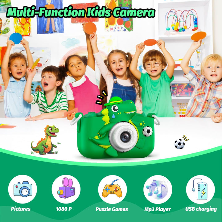 Cámara de dinosaurio para niños y niñas, cámara digital para selfie...
