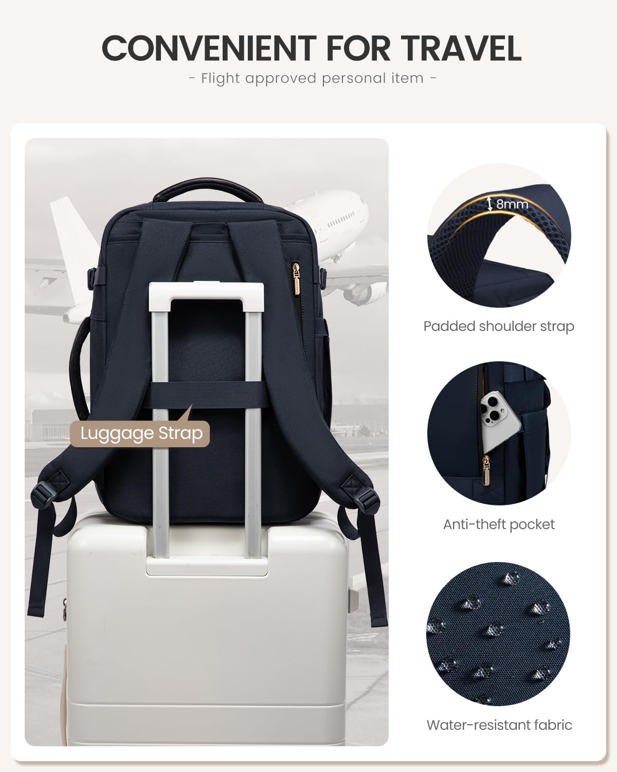 LOVEVOOK Mochila de viaje de 40 L para mujeres y hombres, mochila g...