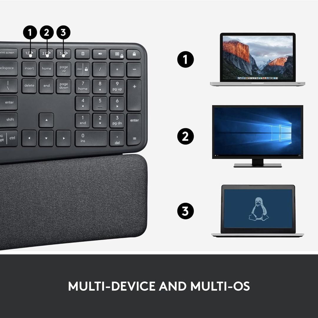 Logitech Ergo K860 Teclado ergonómico inalámbrico - Teclado dividid...