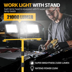 Luces de trabajo con soporte, 14000 lúmenes, 2 cabezales ajustables