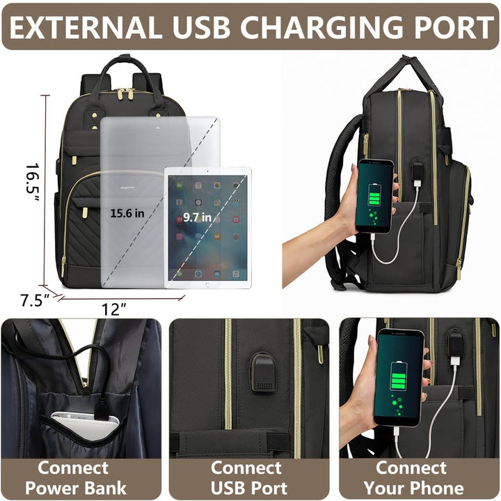 bagswan Mochila para Laptop para Mujeres Bolsa, 21-negro, 15,6 pulg.