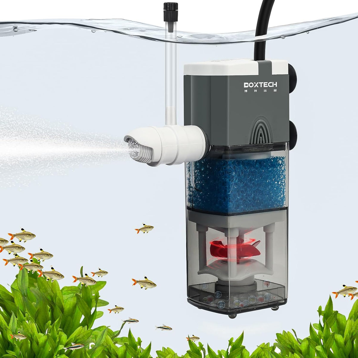 Filtro interno para acuario, 4 en 1, filtros de tanque de peces pequeños, filtro de esponja ultra silencioso, ajustable, sumergible, con múltiples funciones para peceras de 5 a 10 galones