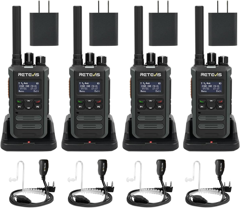 Retevis Walkie Talkies digitales MateTalk P3 con auricular (paquete de 4)