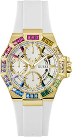 GUESS Reloj multifunción blanco y dorado