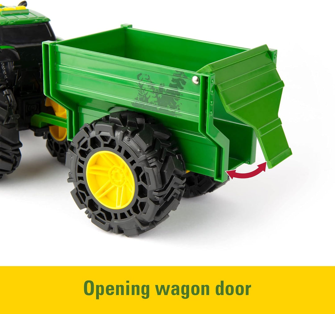 TOMY Monster Treads - John Deere Tractor Toy and Wagon -
