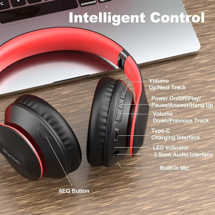 Glynzak - Auriculares inalámbricos Bluetooth sobre la oreja con tie...