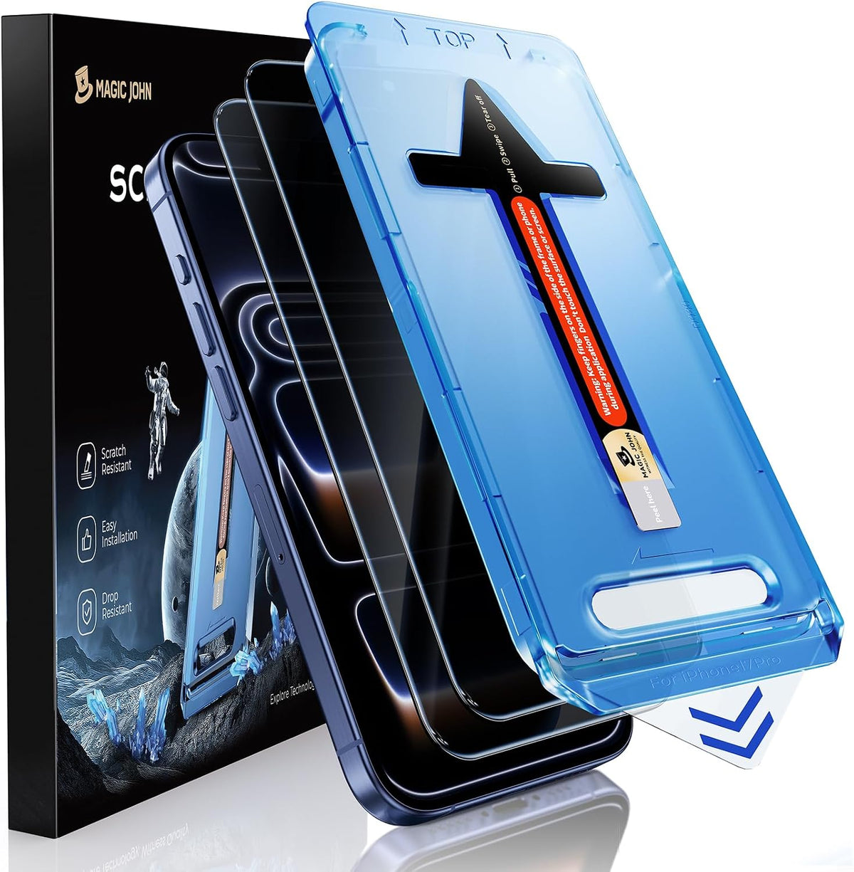 MAGIC JOHN Protector de Privacidad para Pantalla de iPhone 17 Pro, Instalación Fácil Paquete de 2