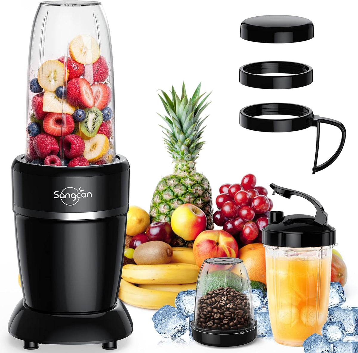 Sangcon Licuadora Personal Potente 1000W para Smoothies Batidos de Fruta Congelada y Trituración de Hielo