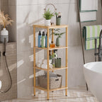 AmazerBath Estante de baño de bambú, estante de almacenamiento de baño de 4 niveles, estante de almacenamiento multifuncional para sala de estar, dormitorio, cocina, ahorrador de espacio
