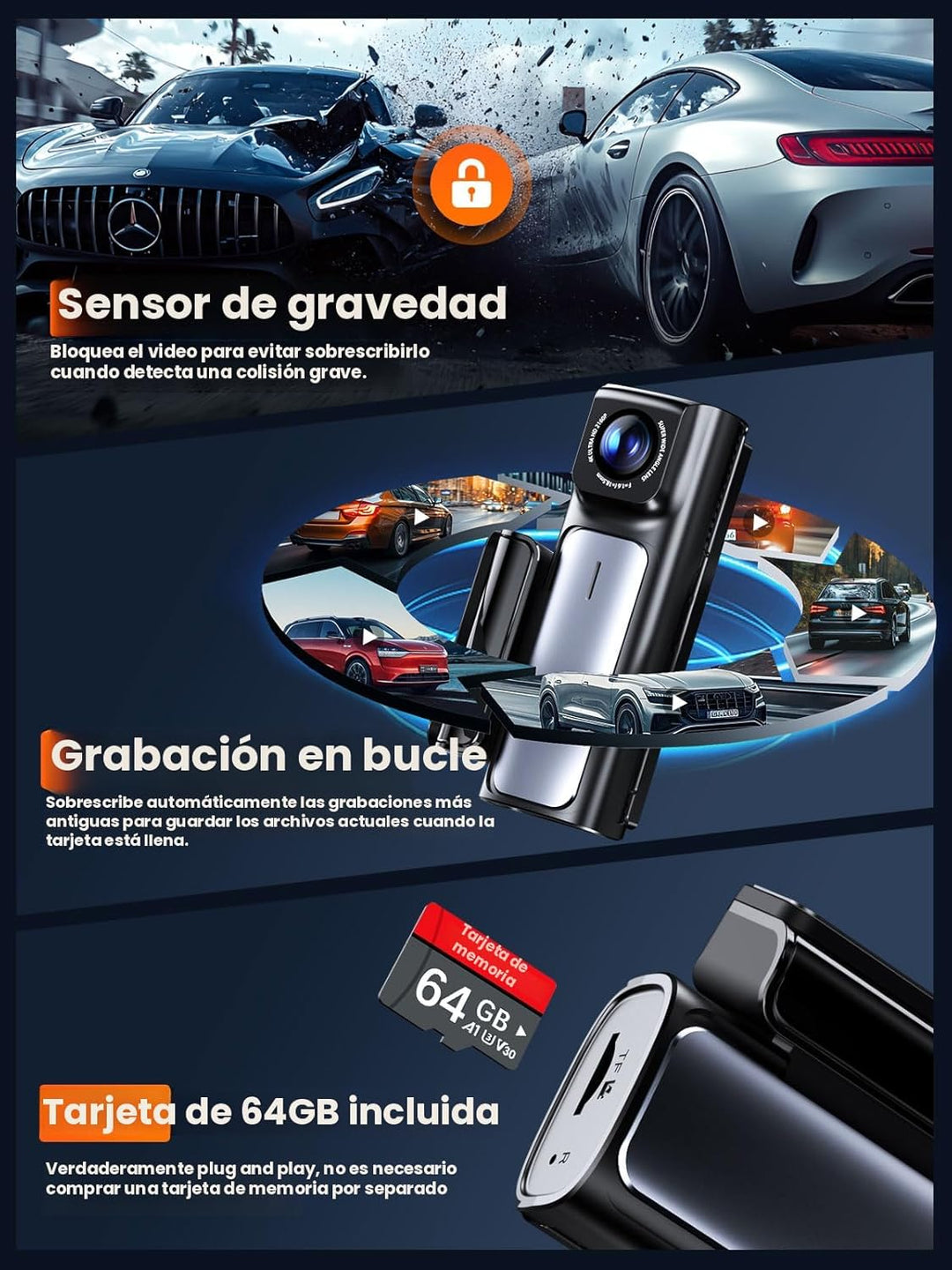 Affver Cámara de Tablero 4K Frontal y Trasera 5G WiFi GPS