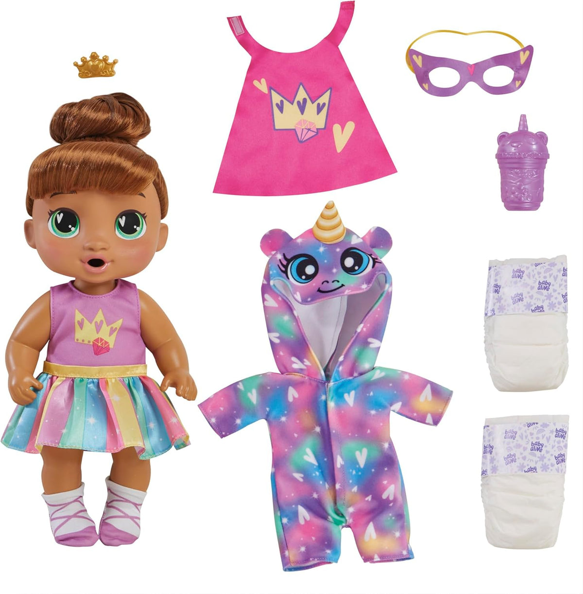 Baby Alive Super BFF Sophia Sparkle Brown Hair Dress Up Baby Doll P...